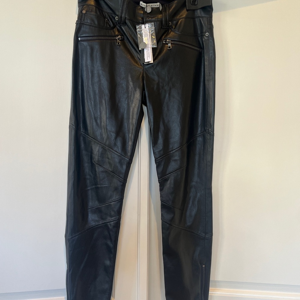 Alice + Olivia Black Vegan Leather Pants